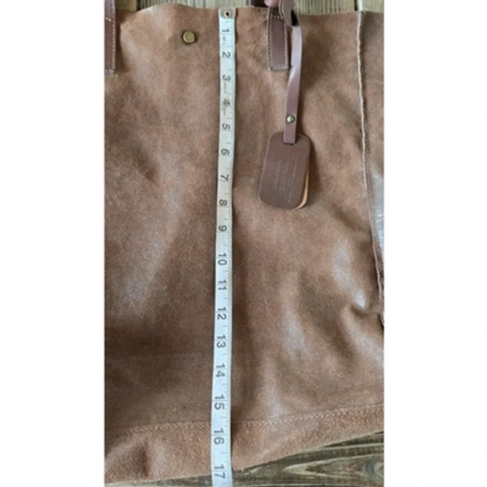 Vera Pelle Brown Suede‎ Tote Handbag Chestnut Carryall Leather Purse Italy Boho